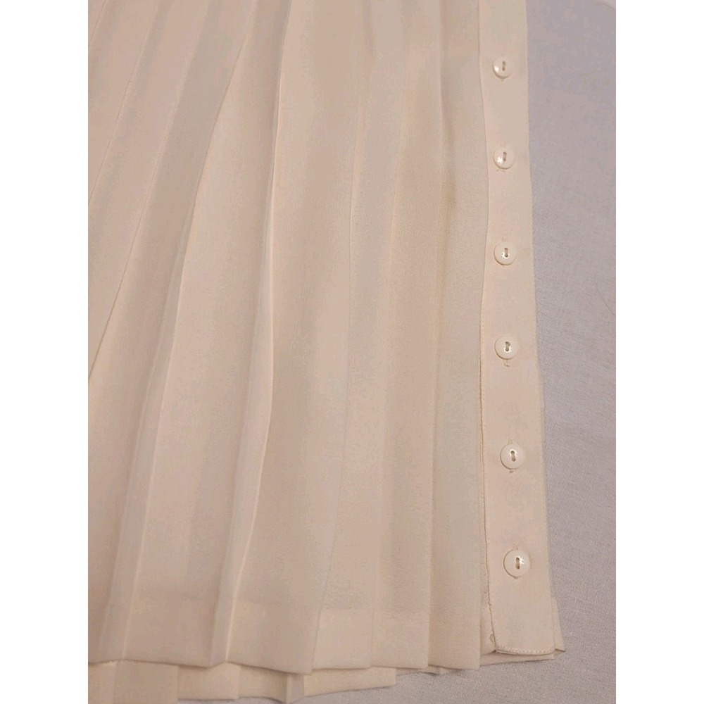 Vintage 90s Esprit Essentials Pleated Mini Skirt Ivory Cream Women's Medium - Picture 6 of 12